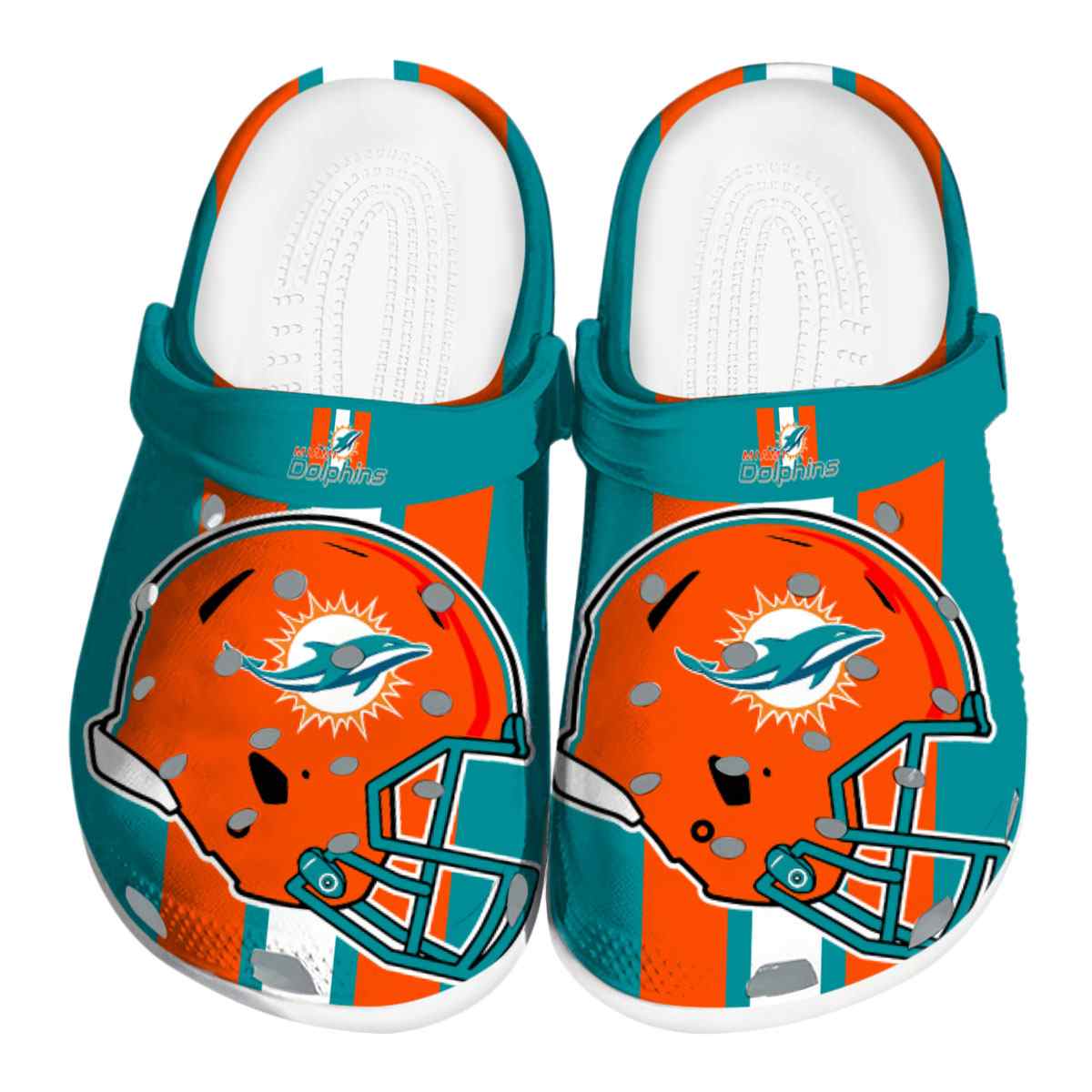 Miami Dolphins NFL Sport Crocs Crocband Clogs Shoes Comfortable For Men Women and Kids