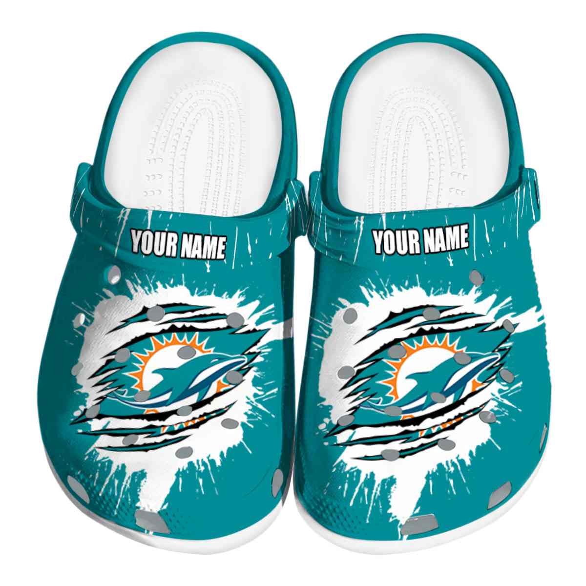 Miami Dolphins NFL Sport Crocs Crocband Clogs Shoes Comfortable For Men Women and Kids