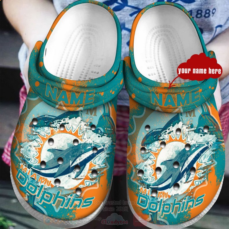 Miami Dolphins NFL Sport Crocs Crocband Clogs Shoes Comfortable For Men Women and Kids