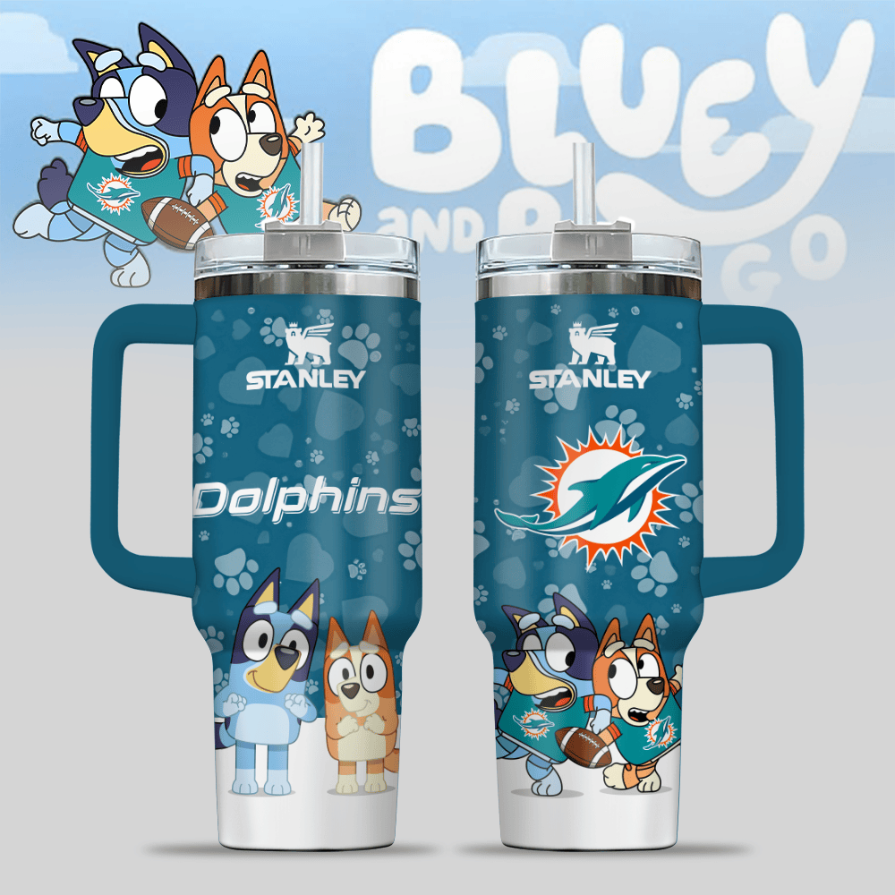 Miami Dolphins NFL x Bluey Custom Stanley Cup 40 oz 30 oz Tumbler With HandleTVC2301123