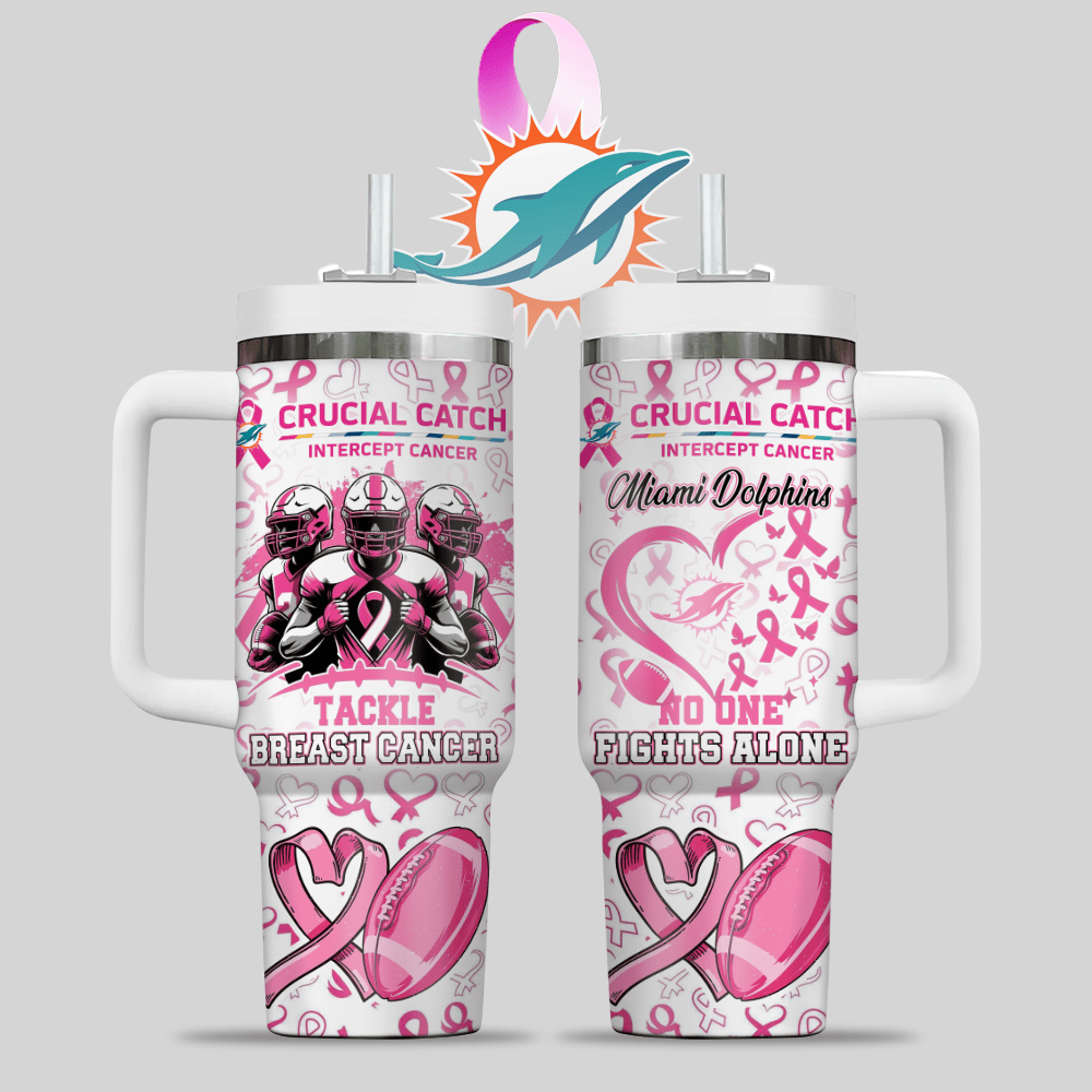 Miami Dolphins NFL x Breast Cancer Awareness Custom Stanley Cup 40 oz 30 oz Tumbler With HandleTVC2301124