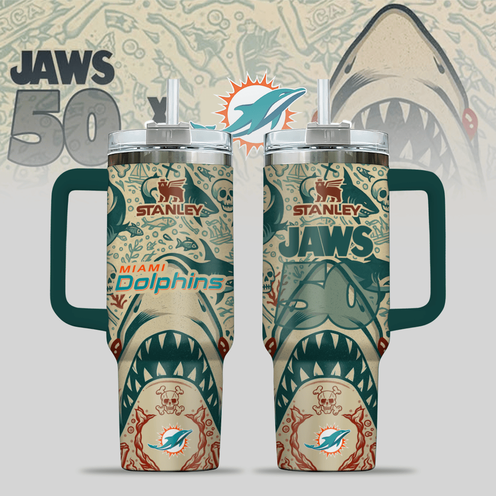 Miami Dolphins NFL x JAWS Custom Stanley Cup 40 oz 30 oz Tumbler With HandleTVC2301122