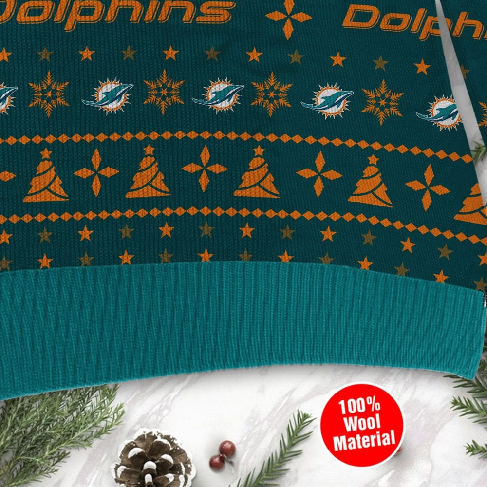 Miami Dolphins Santa Claus In The Moon Ugly Christmas Sweater Adult 3D Funny Matching for family - Image 4