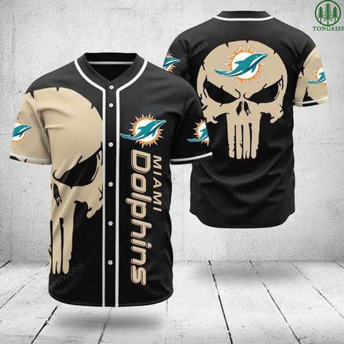 Miami Dolphins Skull NLF Baseball Jersey Shirt