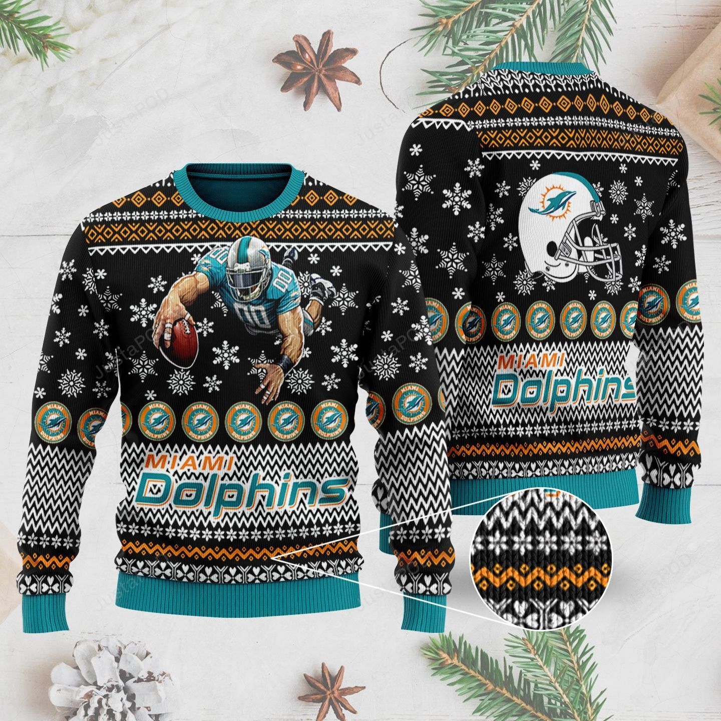 Miami Dolphins Ugly Christmas Sweater Adult 3D Funny Matching for family
