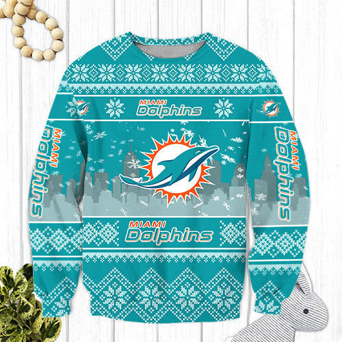 Miami Dolphins Ugly Christmas Sweater Adult 3D Funny Matching for family