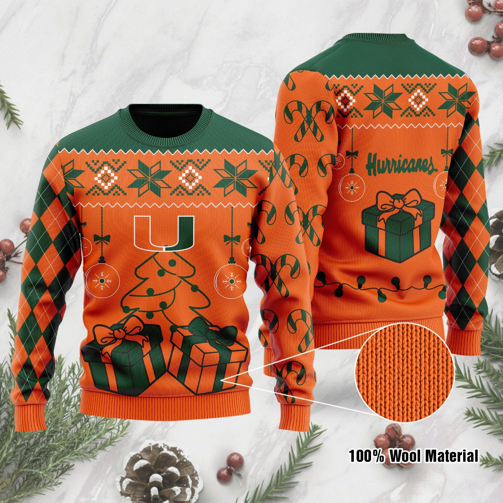 Miami Hurricanes Funny Ugly Christmas Sweater Adult 3D Funny Matching for family