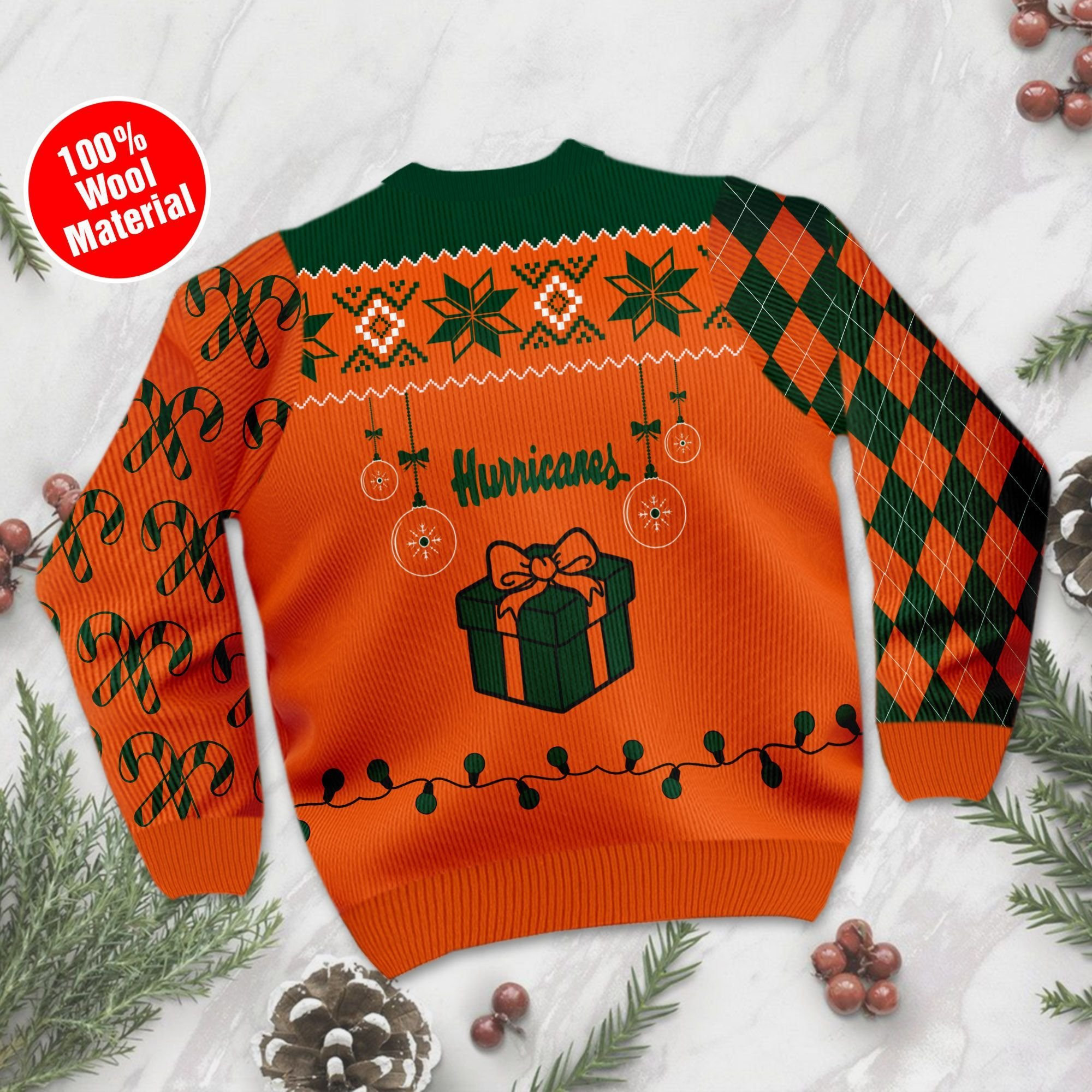 Miami Hurricanes Funny Ugly Christmas Sweater Adult 3D Funny Matching for family - Image 3