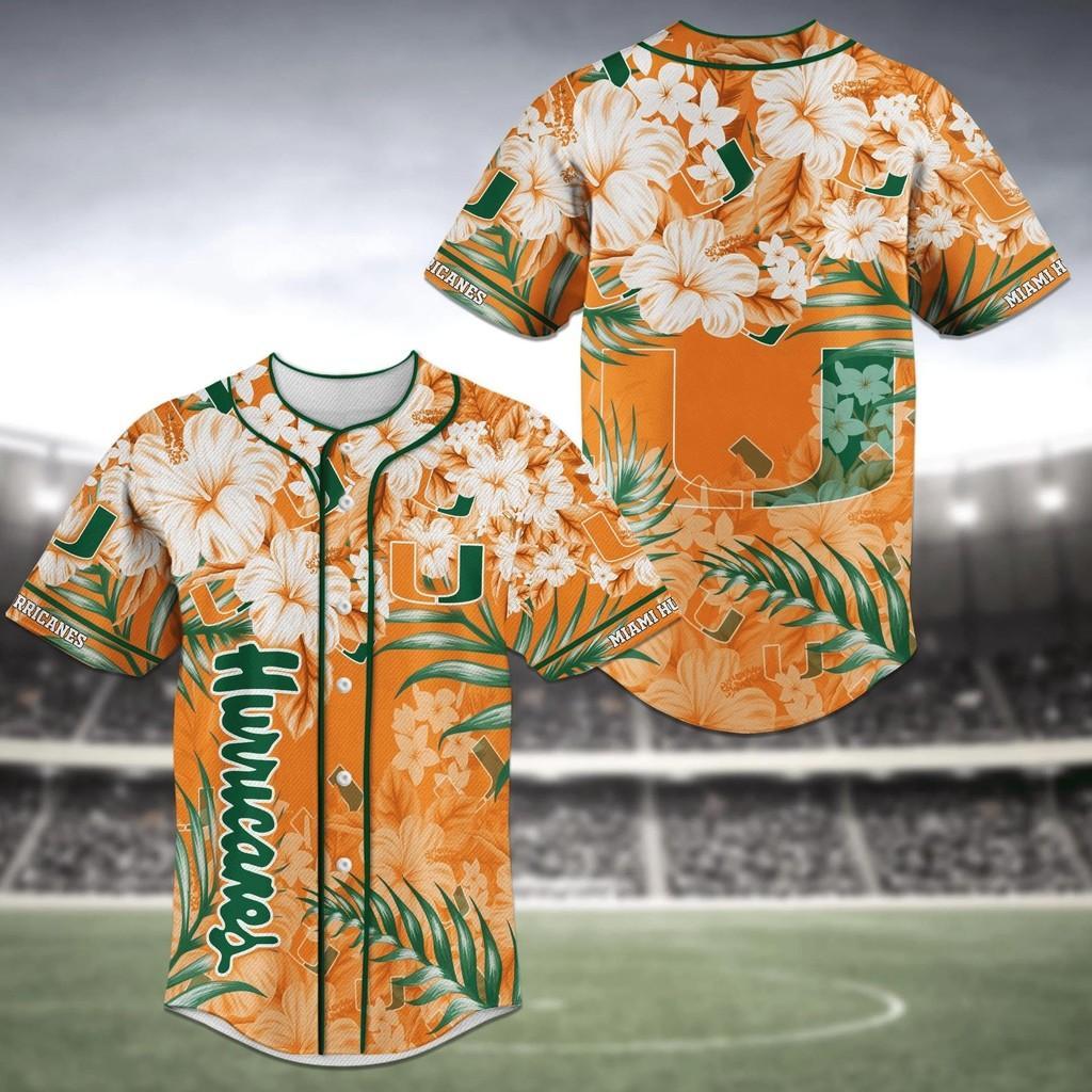 Miami Hurricanes Ncaa Baseball Jersey Shirt Flower