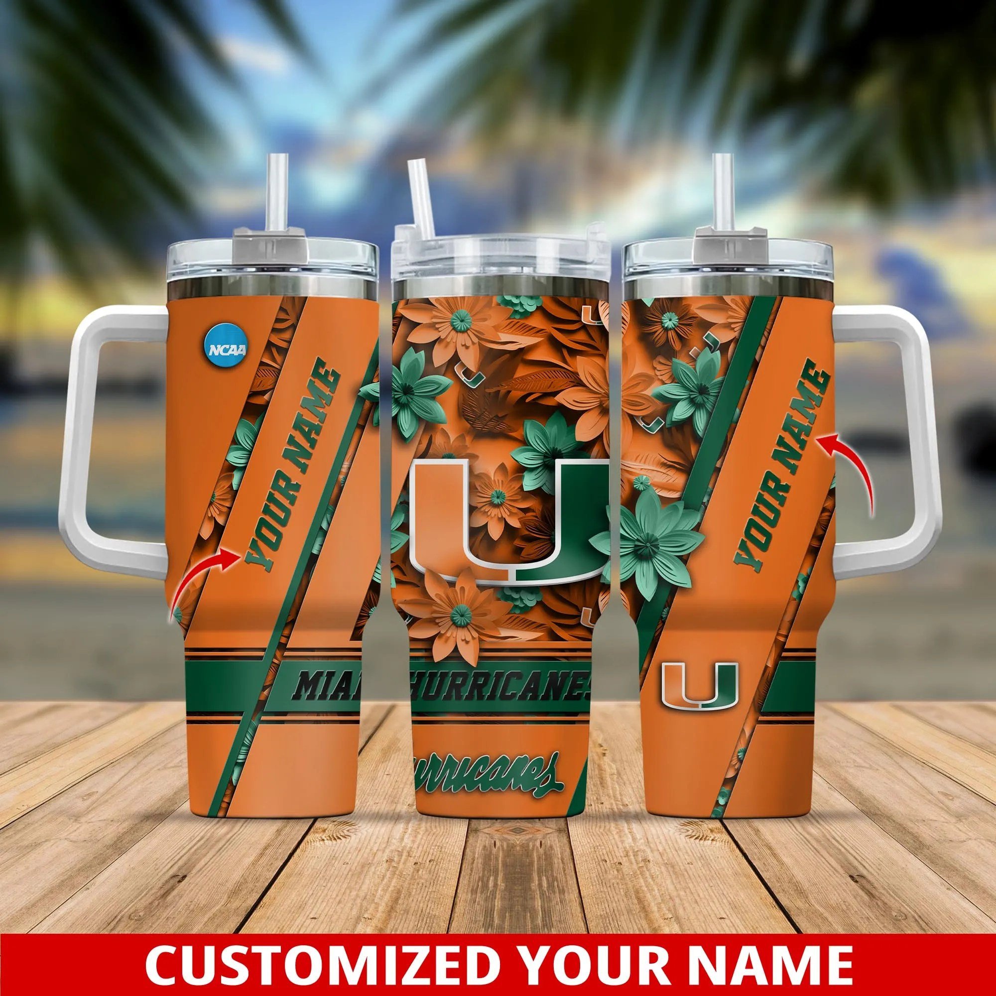 Miami Hurricanes NCAA Custom Stanley Cup 40 oz 30 oz Tumbler With HandleTVC230105