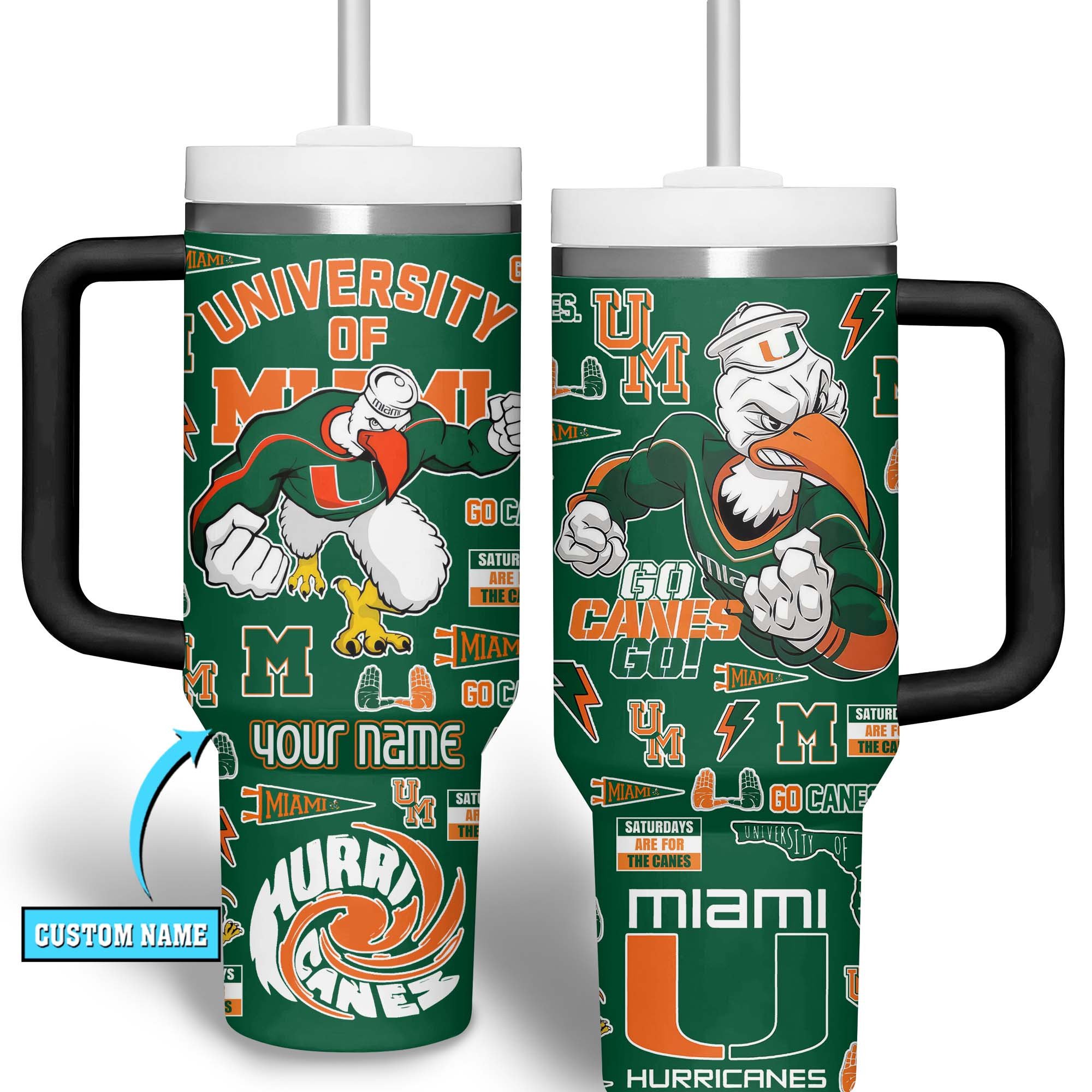 Miami Hurricanes NCAA Custom Stanley Cup 40 oz 30 oz Tumbler With HandleTVC2301514
