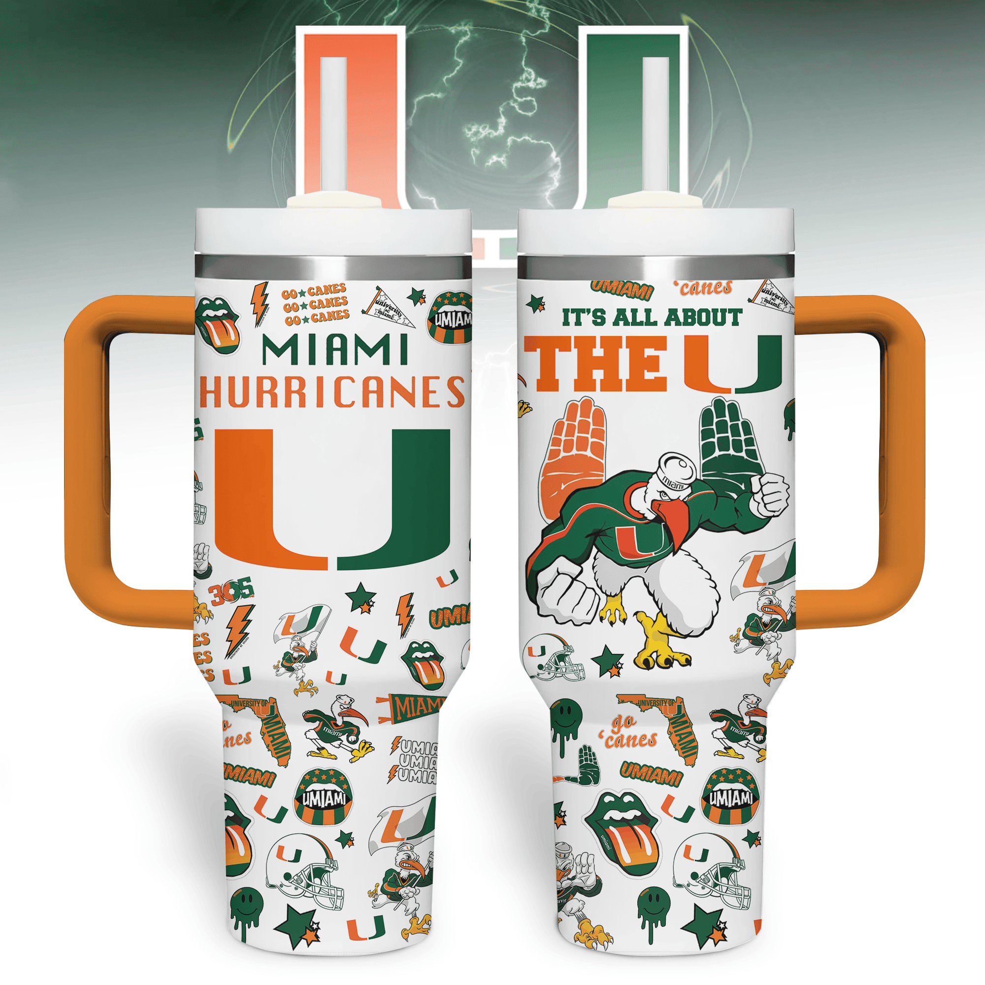 Miami Hurricanes NCAA Custom Stanley Cup 40 oz 30 oz Tumbler With HandleTVC2301529