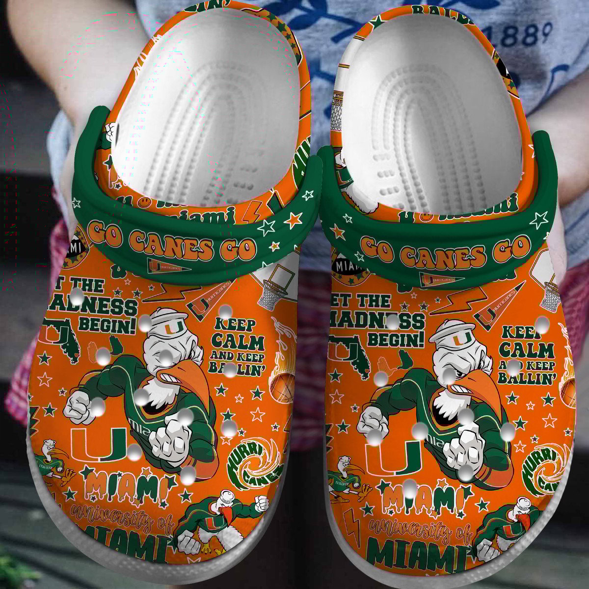 Miami Hurricanes NCAA Sport Crocs Clogs Crocband Shoes Comfortable For Men Women and Kids
