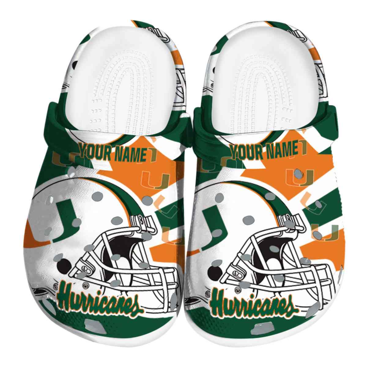 Miami Hurricanes NCAA Sport Crocs Crocband Clogs Shoes Comfortable For Men Women and Kids