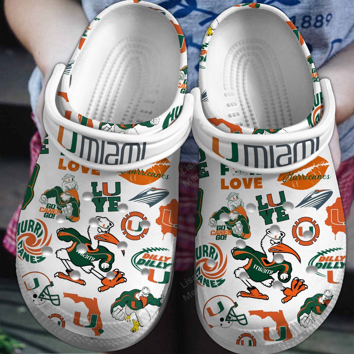 Miami Hurricanes NCAA Sport Crocs Crocband Clogs Shoes Comfortable For Men Women and Kids