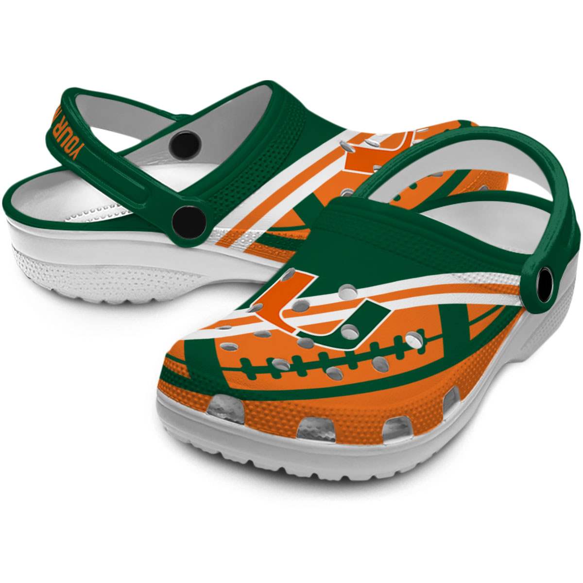 Miami Hurricanes NCAA Sport Crocs Crocband Clogs Shoes Comfortable For Men Women and Kids - Image 3