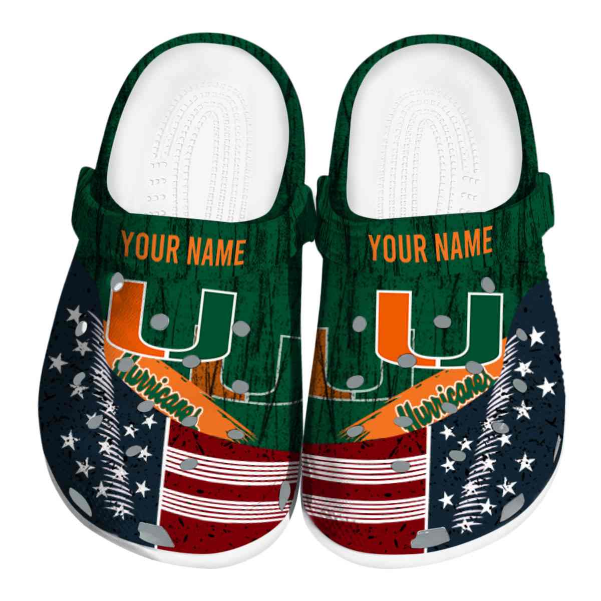 Miami Hurricanes NCAA Sport Crocs Crocband Clogs Shoes Comfortable For Men Women and Kids