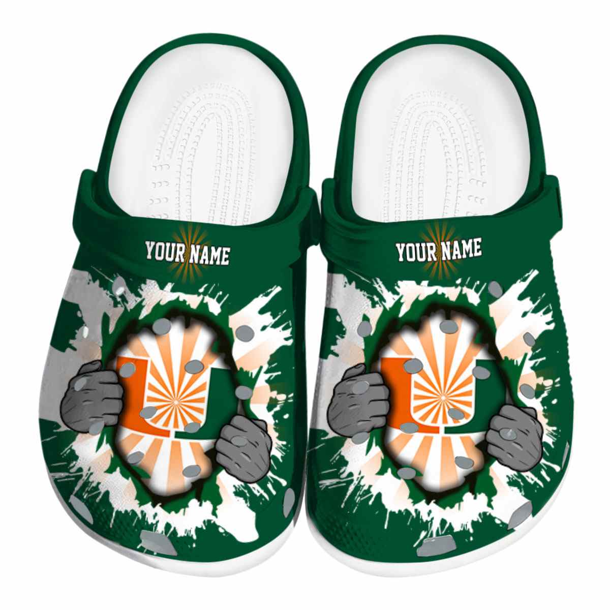 Miami Hurricanes NCAA Sport Crocs Crocband Clogs Shoes Comfortable For Men Women and Kids