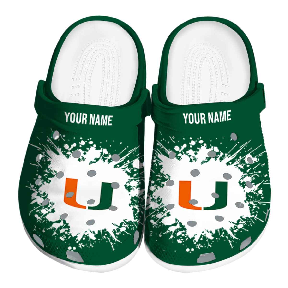 Miami Hurricanes NCAA Sport Crocs Crocband Clogs Shoes Comfortable For Men Women and Kids