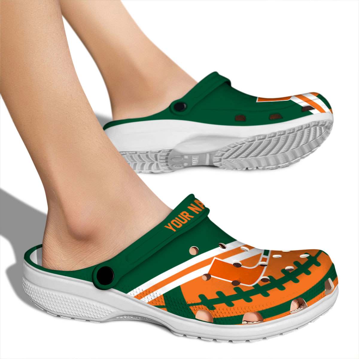 Miami Hurricanes NCAA Sport Crocs Crocband Clogs Shoes Comfortable For Men Women and Kids - Image 2