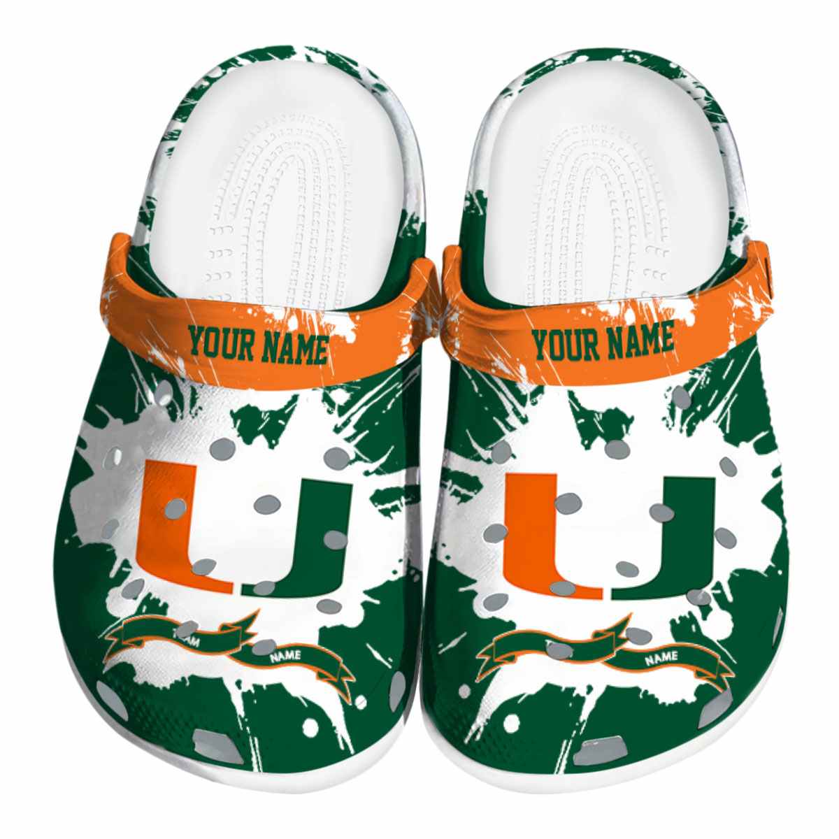 Miami Hurricanes NCAA Sport Crocs Crocband Clogs Shoes Comfortable For Men Women and Kids