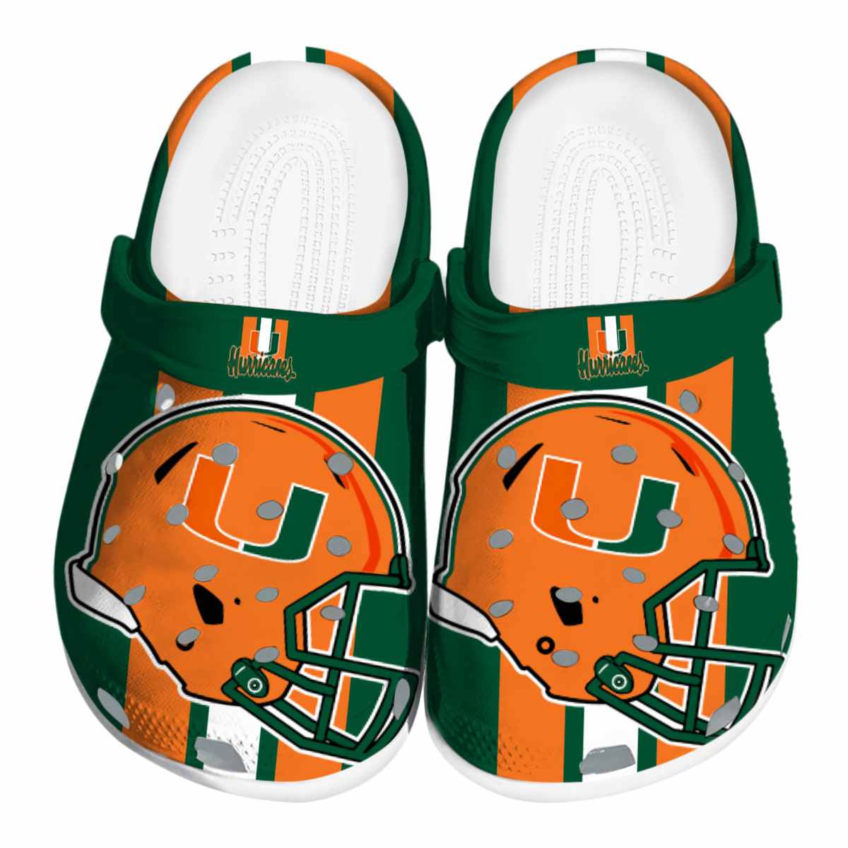 Miami Hurricanes NCAA Sport Crocs Crocband Clogs Shoes Comfortable For Men Women and Kids