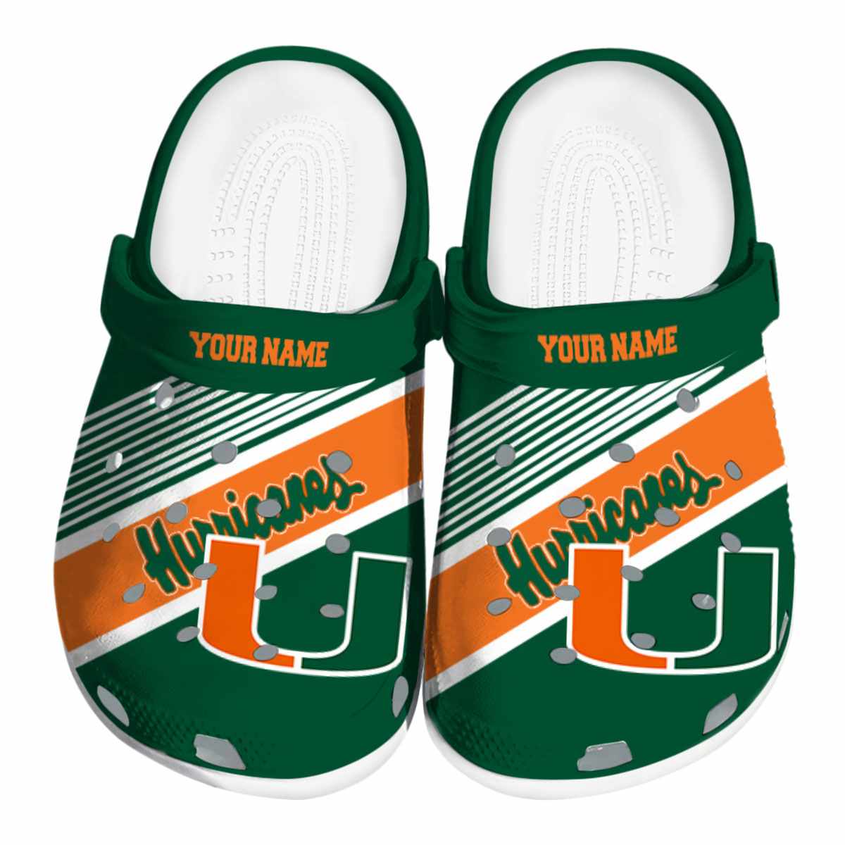 Miami Hurricanes NCAA Sport Crocs Crocband Clogs Shoes Comfortable For Men Women and Kids