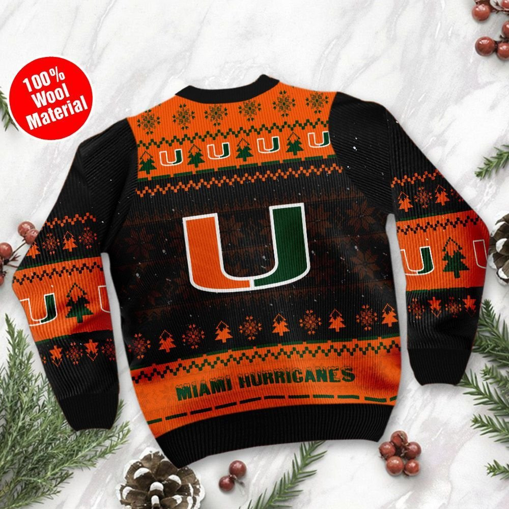 Miami Hurricanes Snoopy Dabbing Ugly Christmas Sweater Adult 3D Funny Matching for family - Image 3