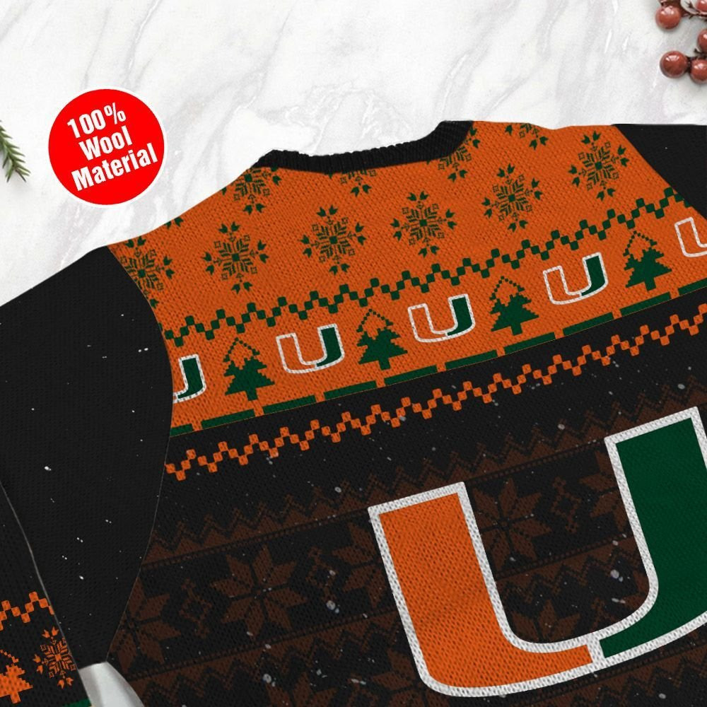 Miami Hurricanes Snoopy Dabbing Ugly Christmas Sweater Adult 3D Funny Matching for family - Image 5