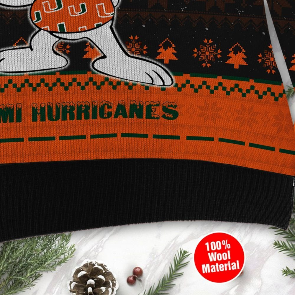 Miami Hurricanes Snoopy Dabbing Ugly Christmas Sweater Adult 3D Funny Matching for family - Image 4