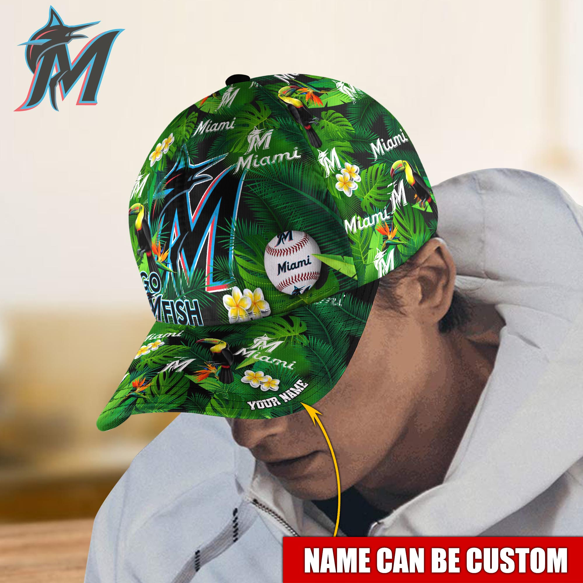 Miami Marlins Custom Name Classic, Baseball Caps Trucker Hats Custom Hats Gifts For Men & Women