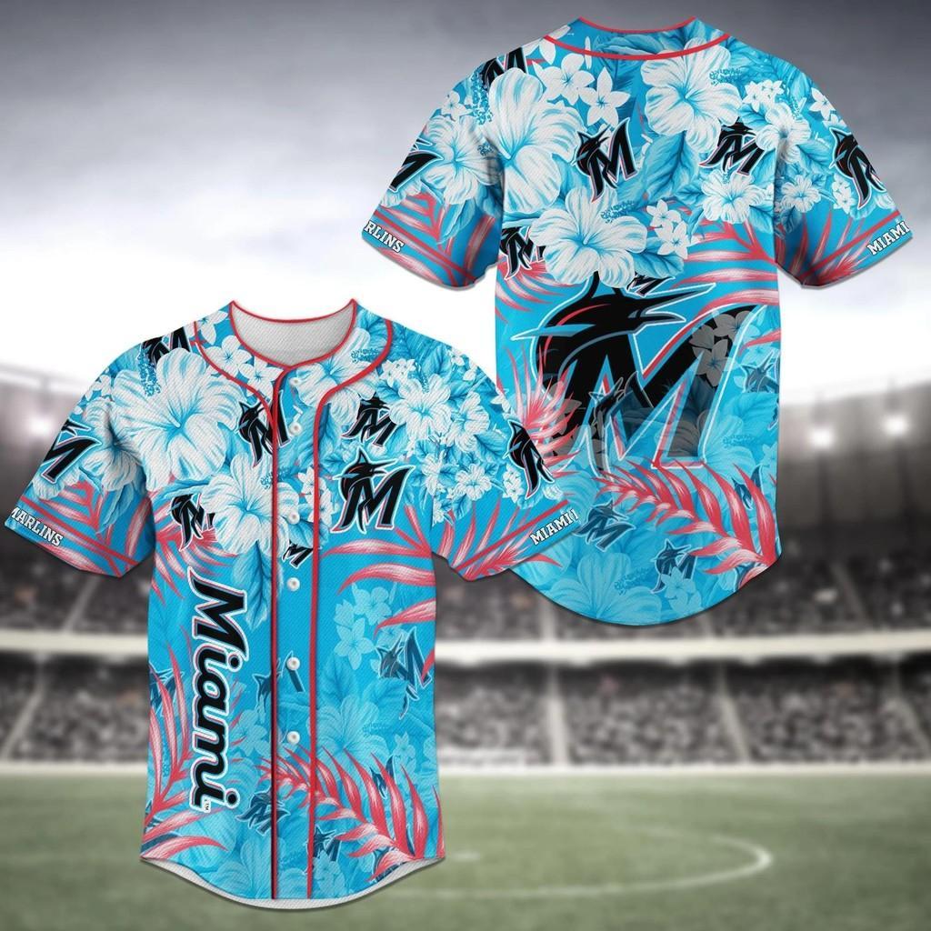 Miami Marlins Mlb Baseball Jersey Shirt Flower