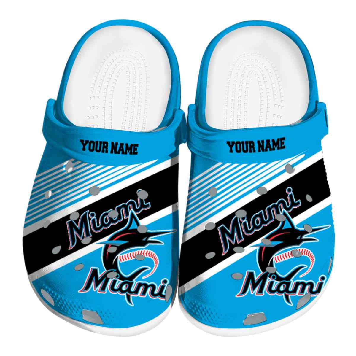 Miami Marlins MLB Sport Crocs Crocband Clogs Shoes Comfortable For Men Women and Kids