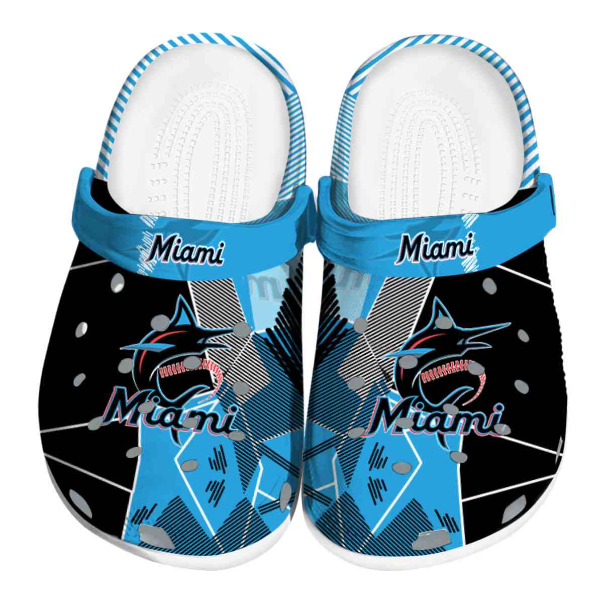 Miami Marlins MLB Sport Crocs Crocband Clogs Shoes Comfortable For Men Women and Kids
