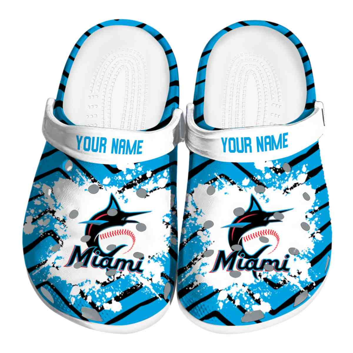 Miami Marlins MLB Sport Crocs Crocband Clogs Shoes Comfortable For Men Women and Kids