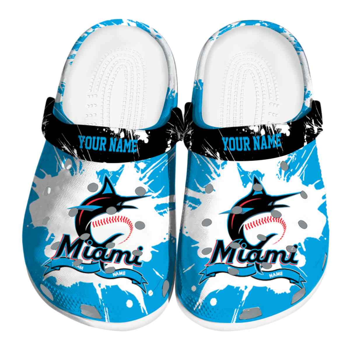 Miami Marlins MLB Sport Crocs Crocband Clogs Shoes Comfortable For Men Women and Kids