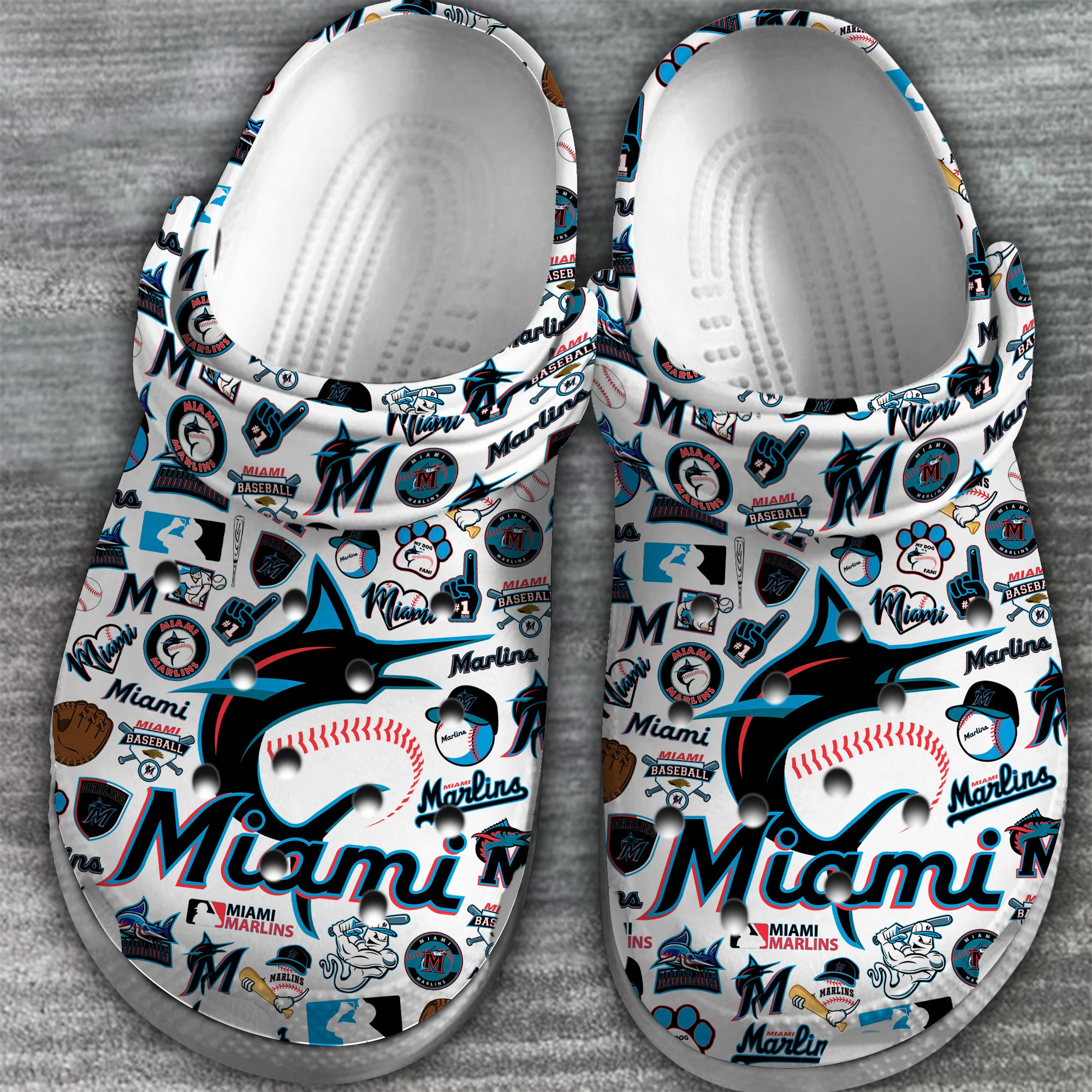 Miami Marlins MLB Sport Crocs Crocband Clogs Shoes Comfortable For Men Women and Kids