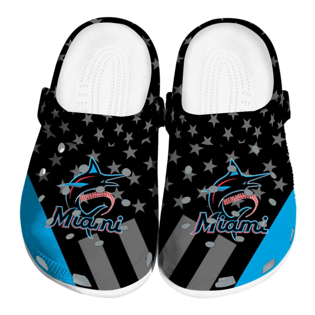 Miami Marlins MLB Sport Crocs Crocband Clogs Shoes Comfortable For Men Women and Kids