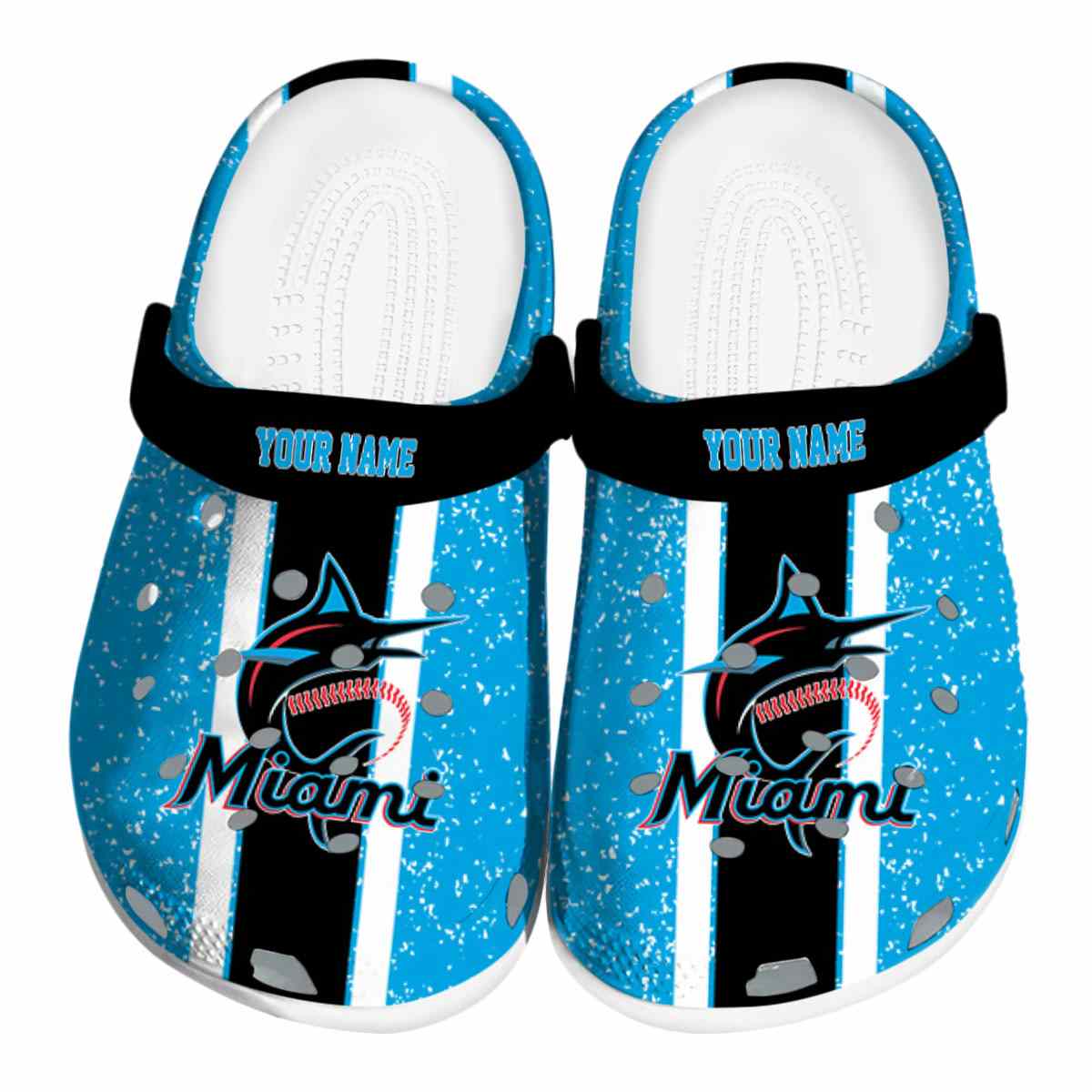 Miami Marlins MLB Sport Crocs Crocband Clogs Shoes Comfortable For Men Women and Kids
