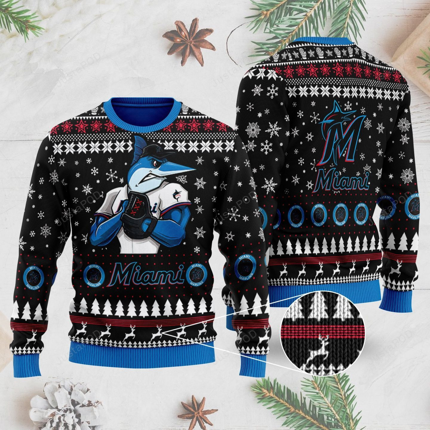 Miami Marlins Ugly Christmas Sweater Adult 3D Funny Matching for family