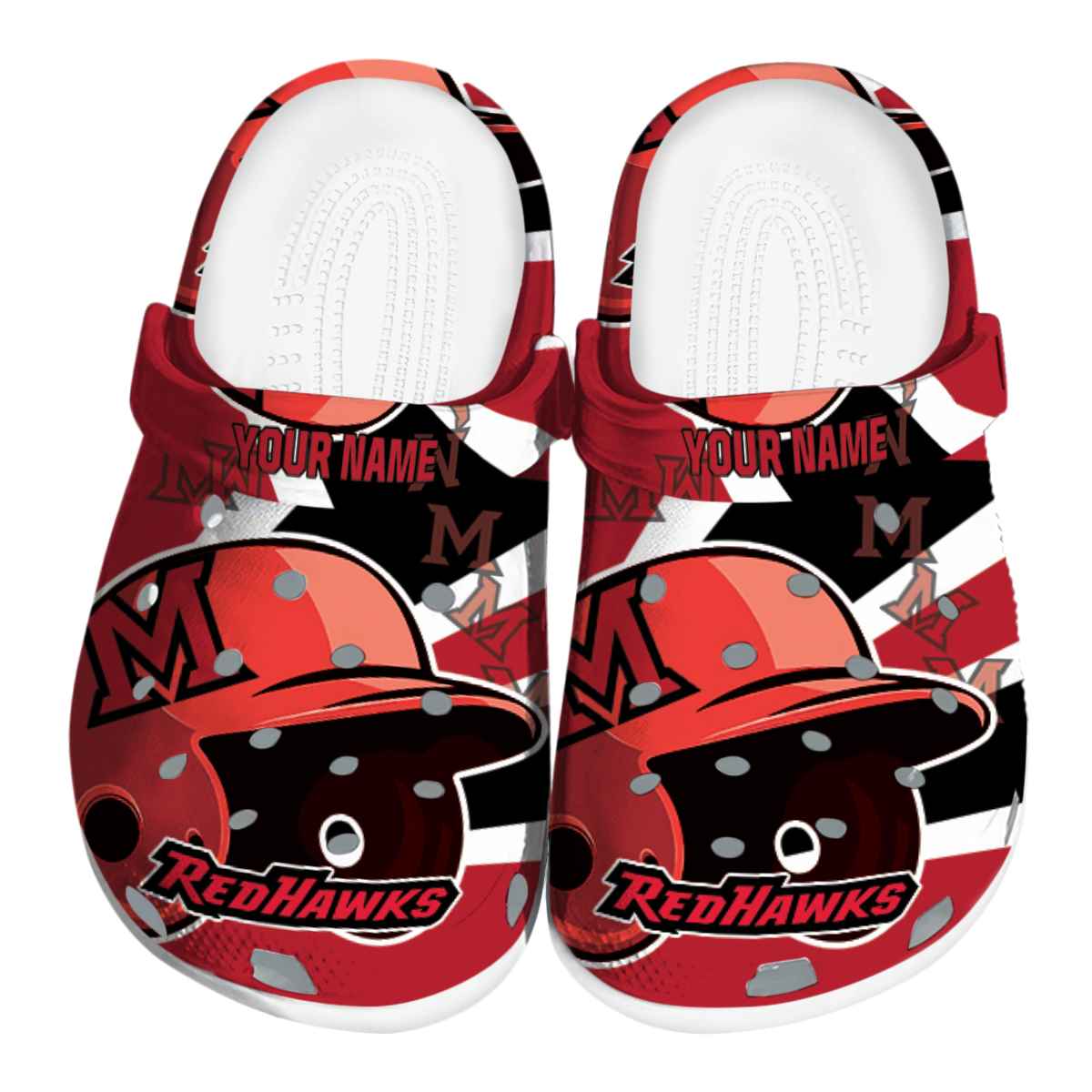 Miami RedHawks NCAA Sport Crocs Crocband Clogs Shoes Comfortable For Men Women and Kids