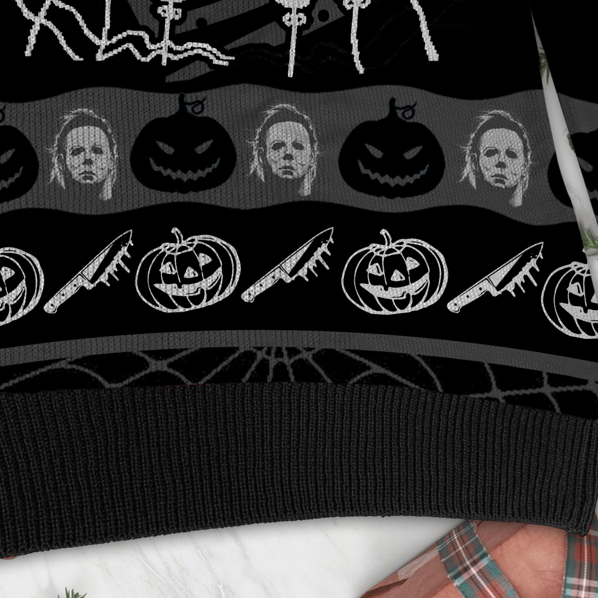 Michael Myers Halloween Black For Scary Movies Fans Ugly Christmas Sweater Adult 3D Funny Matching for family - Image 4