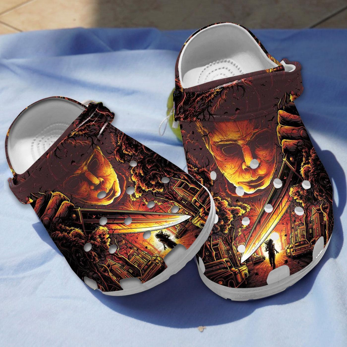 Michael Myers Horror Movie Crocs Crocband Clogs Shoes Comfortable For Men Women and Kids