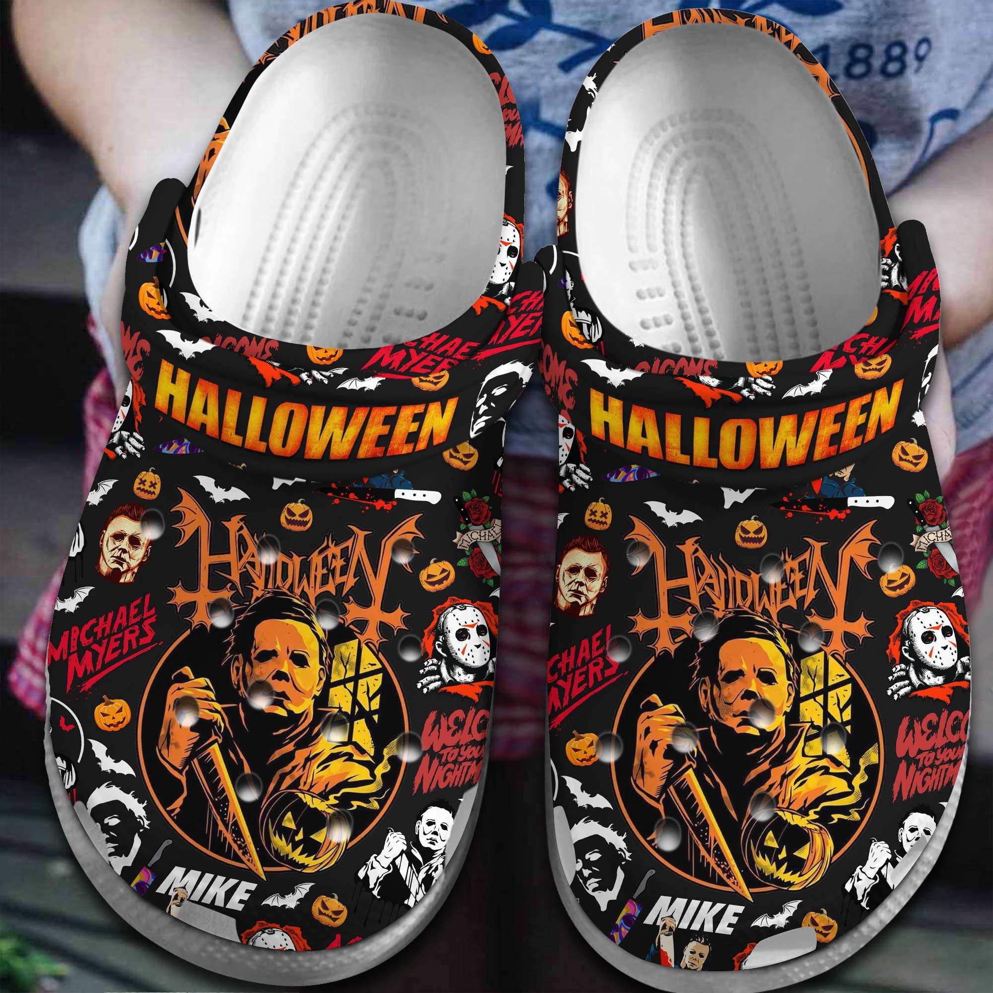 Michael Myers Movie Halloween Crocs Crocband Clogs Shoes Comfortable For Men Women and Kids