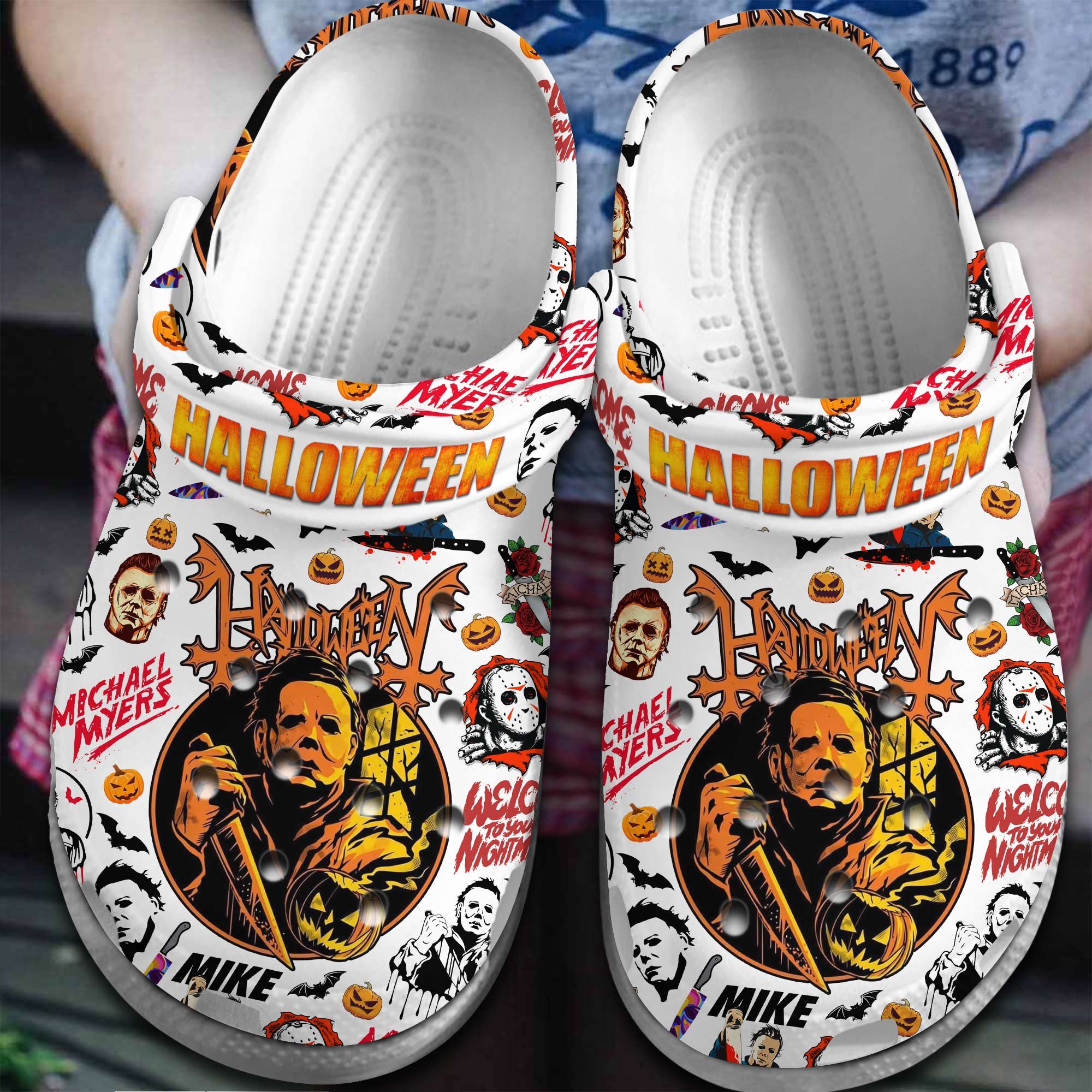 Michael Myers Movie Halloween Crocs Crocband Clogs Shoes Comfortable For Men Women and Kids