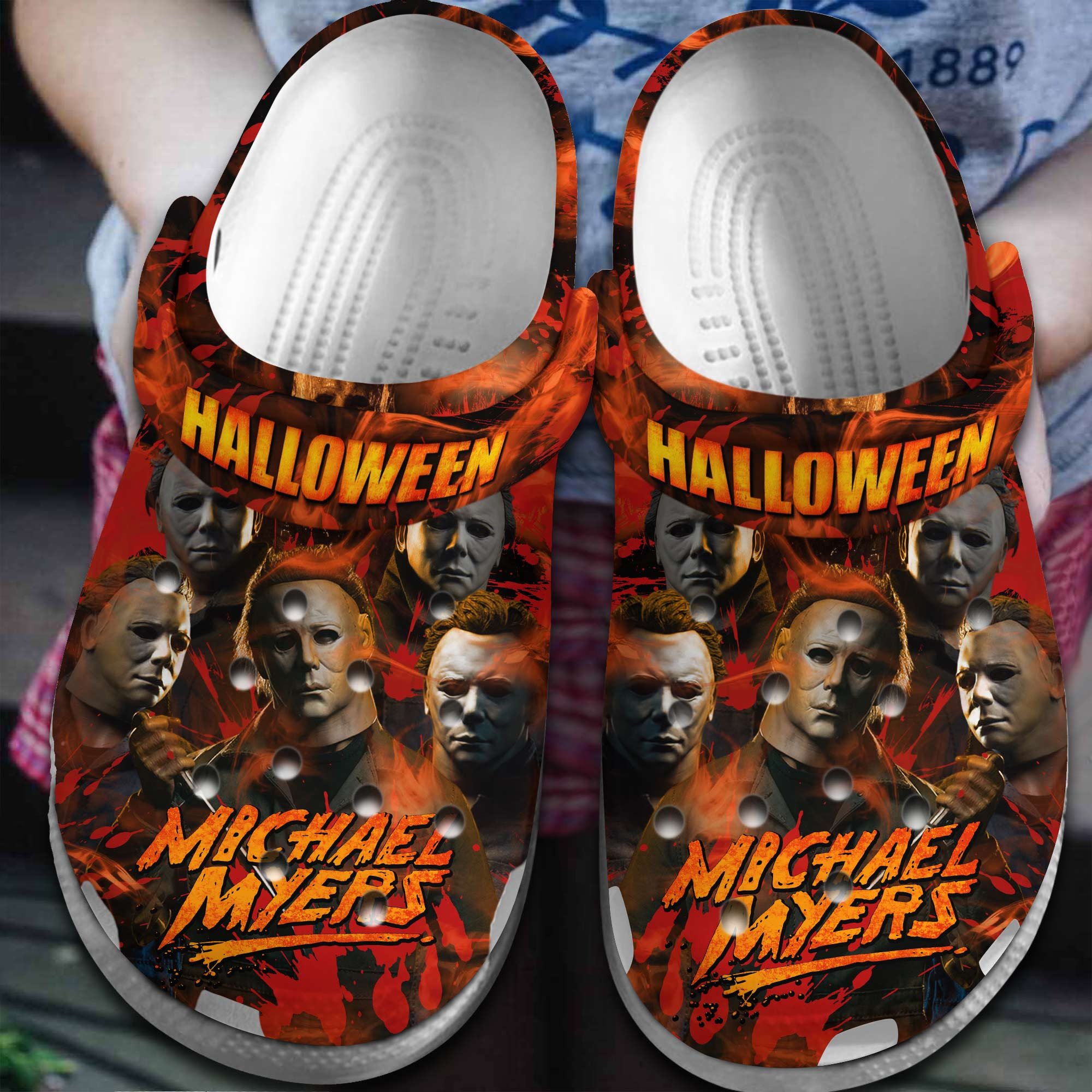 Michael Myers Movie Halloween Crocs Crocband Clogs Shoes Comfortable For Men Women and Kids