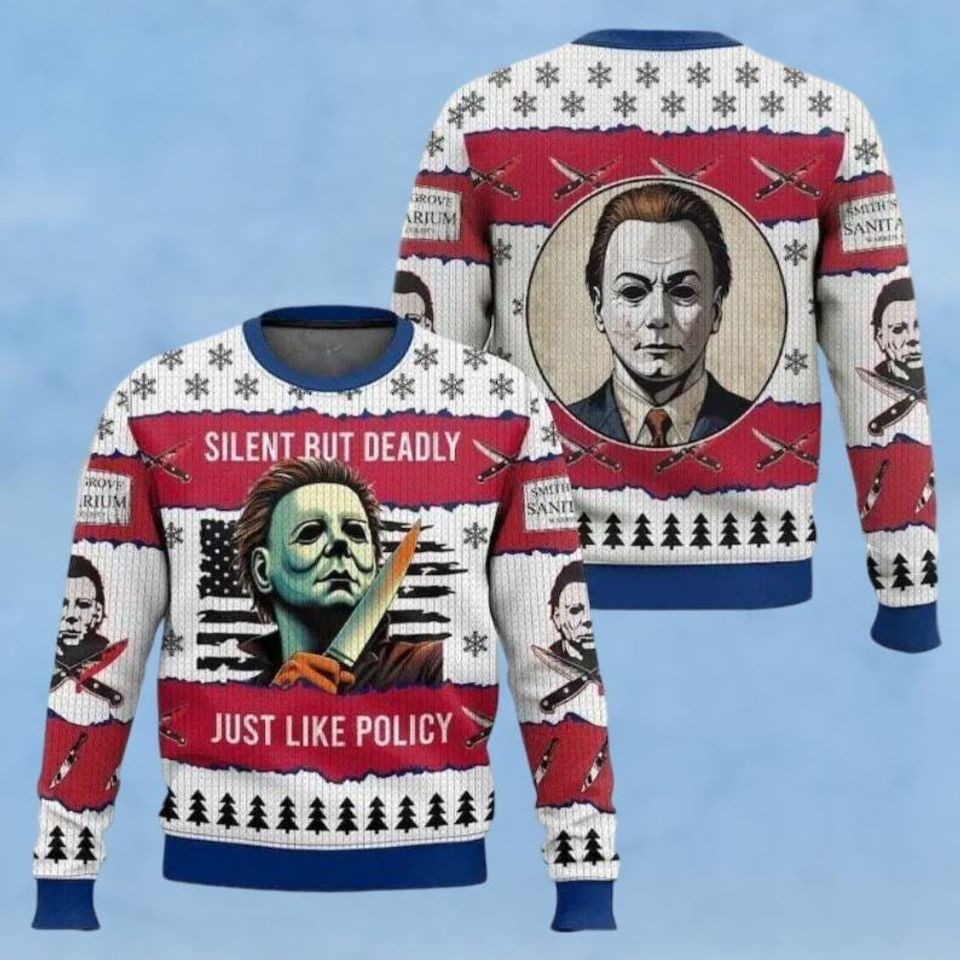 Michael Myers Ugly Christmas Sweater, Horror Characters Xmas Sweater
