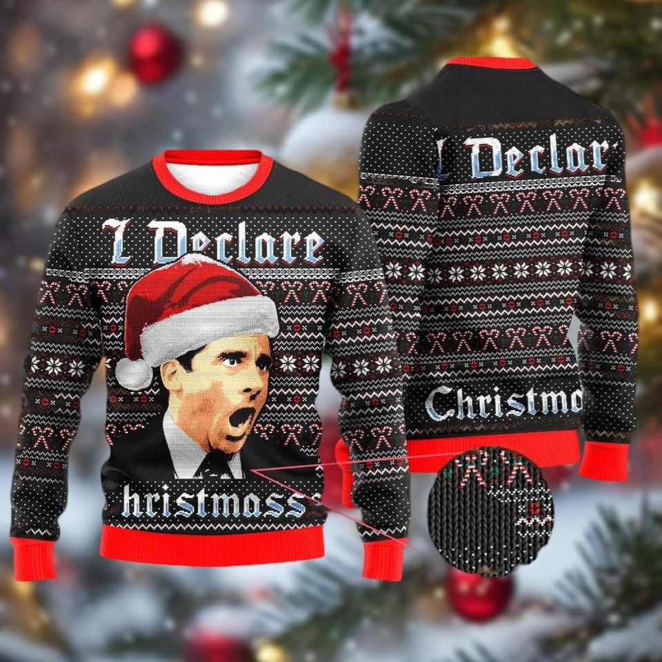 Michael Scott I Declare Christmasss Ugly Sweater, The Office Xmas Sweatshirt