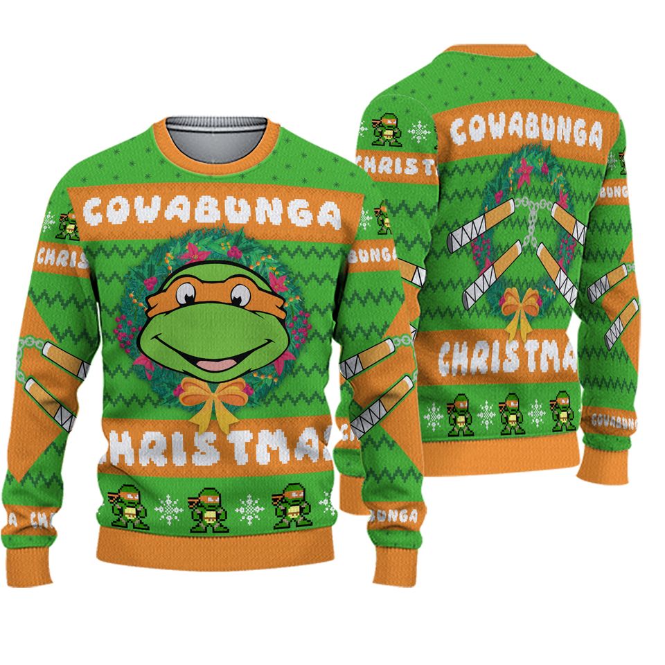 Michaelangelo TMNT Teenage Mutant Ninja Turtles Ugly Christmas Sweater