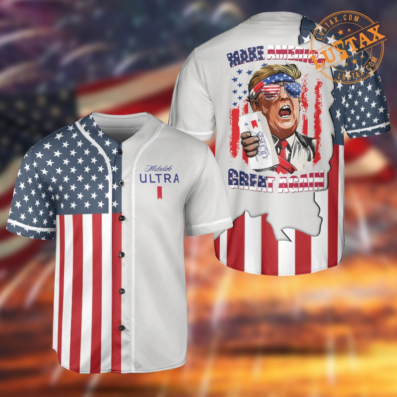 Michelob Ultra Beers Make American Great Again Trump Baseball Jersey Shirt Trump Drinks Beer Baseball Jersey Collection